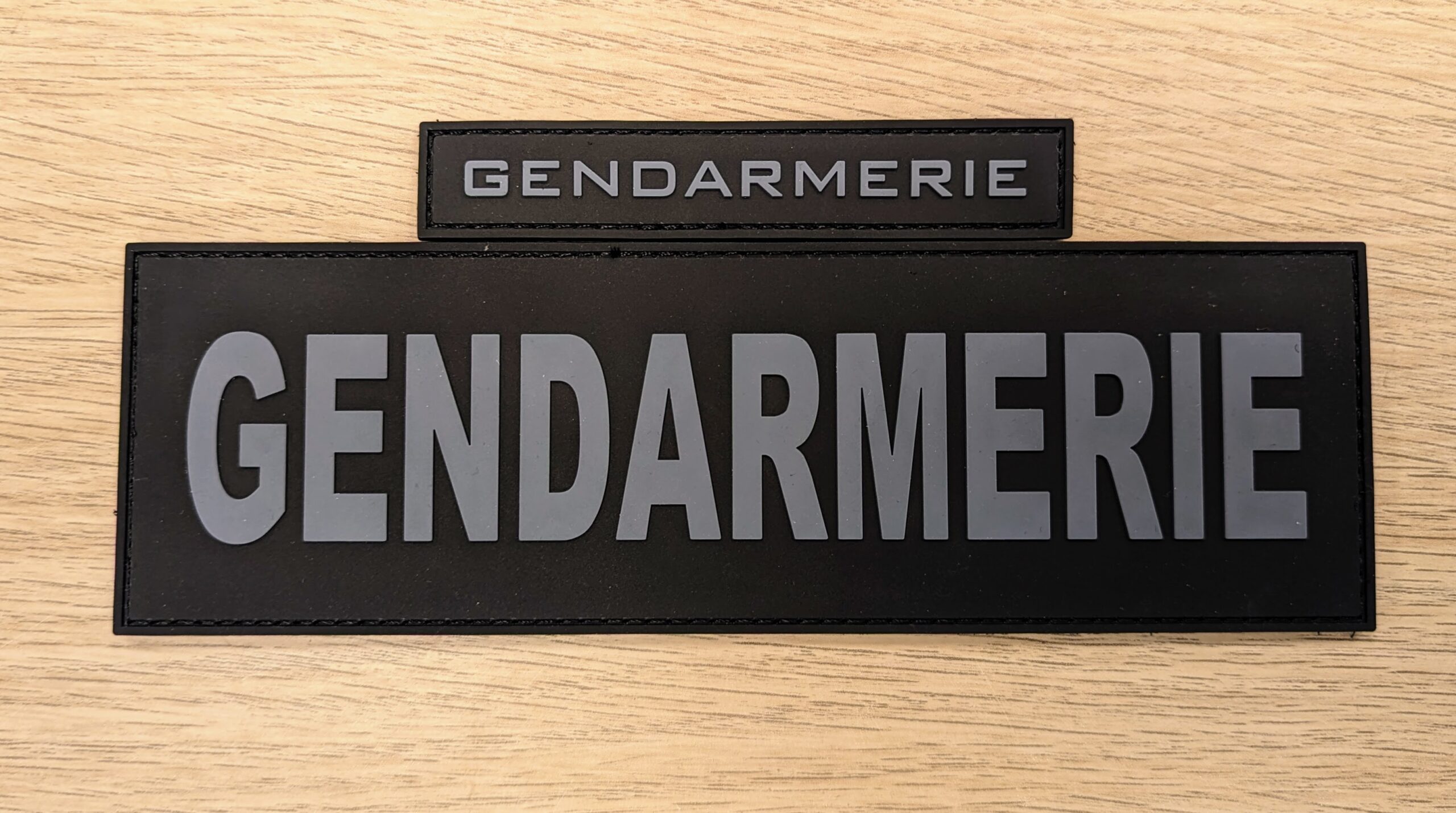 Bande dorsale et bande patro ( patronyme) gendarmerie nationale en kit, BV ( basse visibilité gris) 